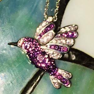 Hummingbird necklace with chain sterling silver